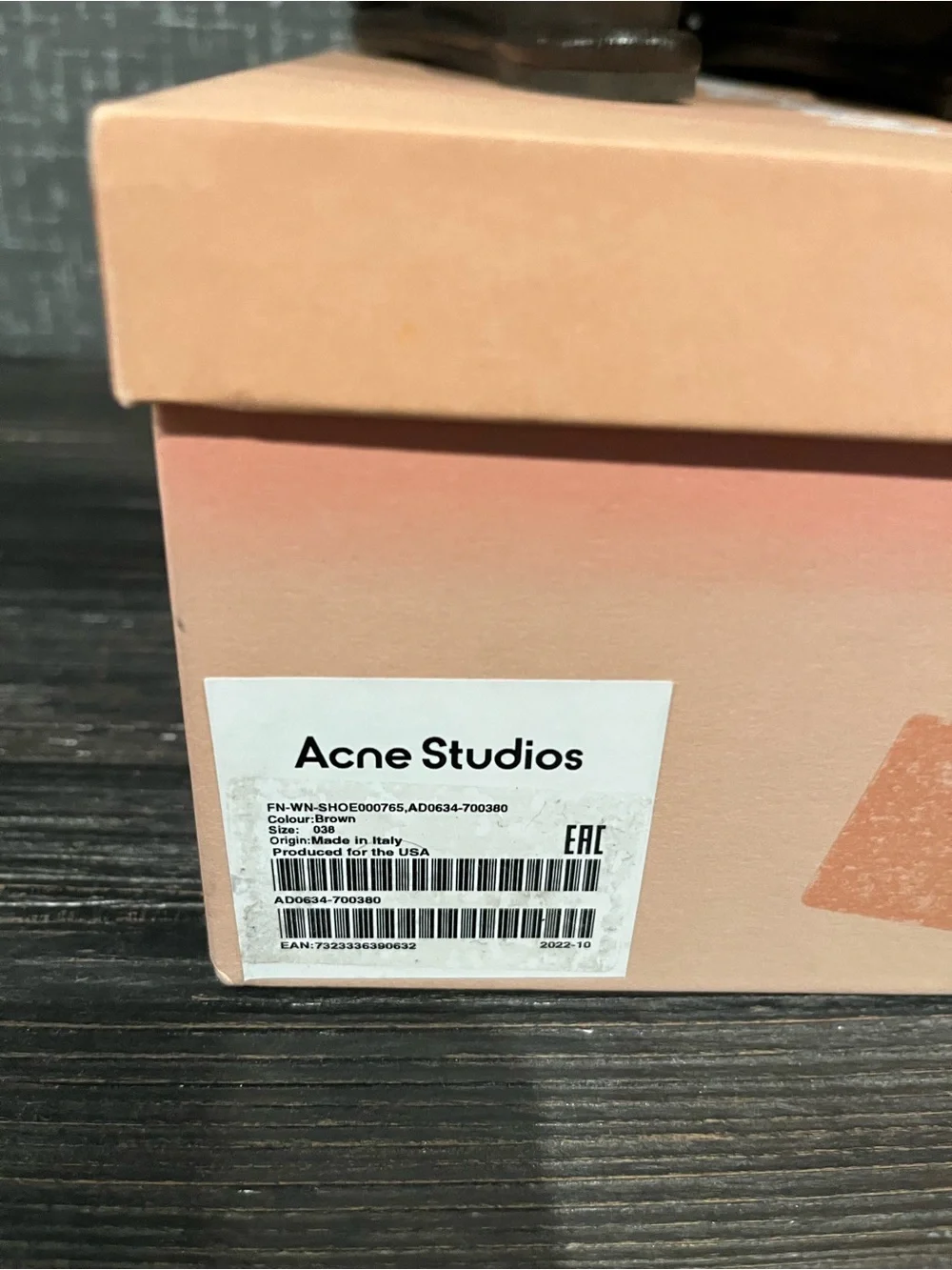 NIB Acne Studios Leather Rose wedge mules slides shoes chocolate brown 8